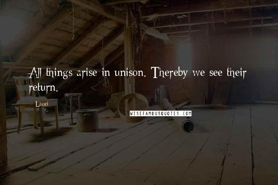 Laozi Quotes: All things arise in unison. Thereby we see their return.