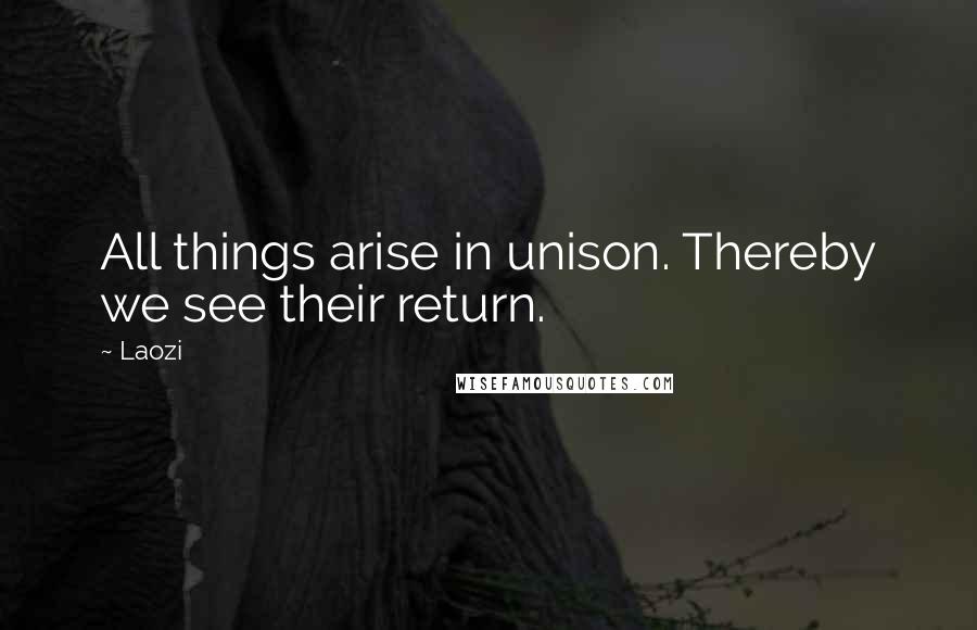 Laozi Quotes: All things arise in unison. Thereby we see their return.
