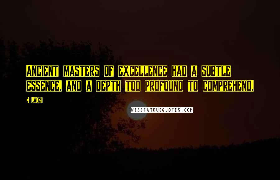 Laozi Quotes: Ancient masters of excellence had a subtle essence, and a depth too profound to comprehend.