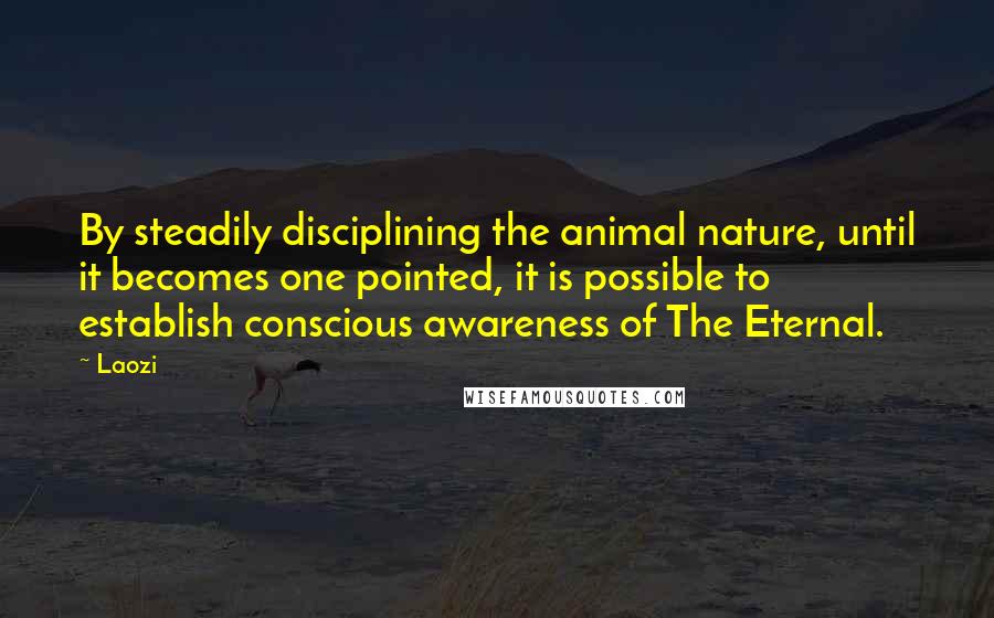 Laozi Quotes: By steadily disciplining the animal nature, until it becomes one pointed, it is possible to establish conscious awareness of The Eternal.