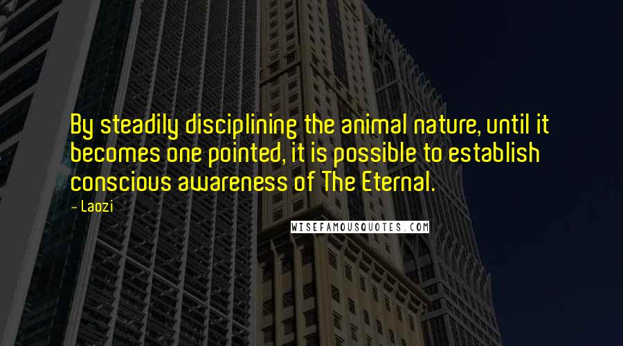 Laozi Quotes: By steadily disciplining the animal nature, until it becomes one pointed, it is possible to establish conscious awareness of The Eternal.