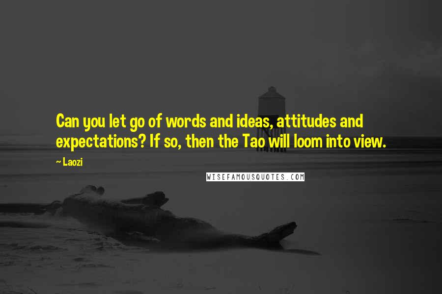 Laozi Quotes: Can you let go of words and ideas, attitudes and expectations? If so, then the Tao will loom into view.