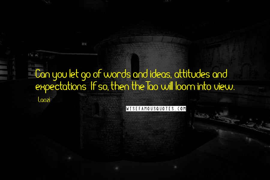 Laozi Quotes: Can you let go of words and ideas, attitudes and expectations? If so, then the Tao will loom into view.