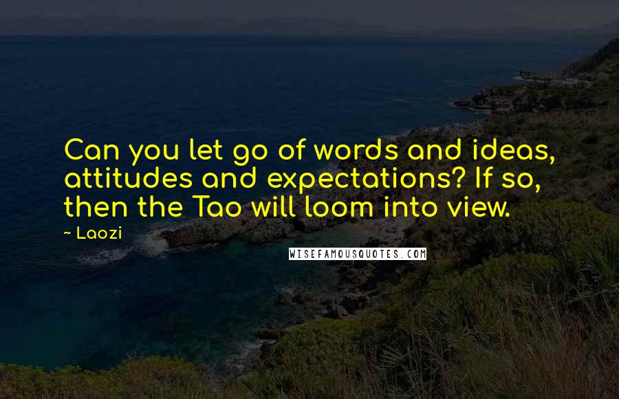 Laozi Quotes: Can you let go of words and ideas, attitudes and expectations? If so, then the Tao will loom into view.