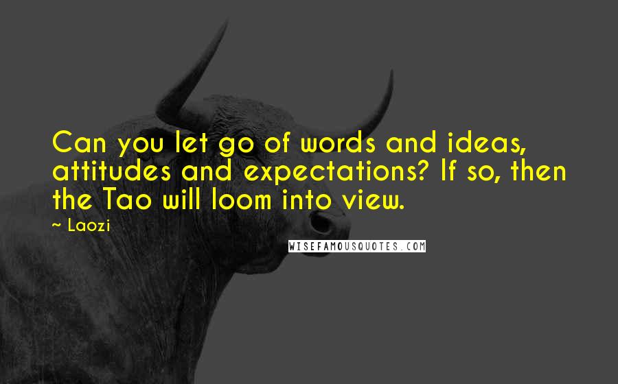 Laozi Quotes: Can you let go of words and ideas, attitudes and expectations? If so, then the Tao will loom into view.