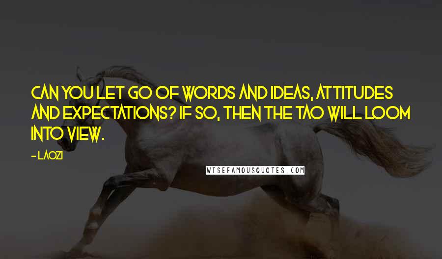 Laozi Quotes: Can you let go of words and ideas, attitudes and expectations? If so, then the Tao will loom into view.