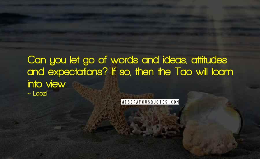 Laozi Quotes: Can you let go of words and ideas, attitudes and expectations? If so, then the Tao will loom into view.