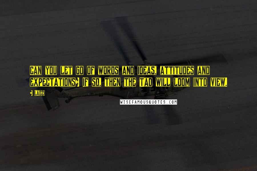 Laozi Quotes: Can you let go of words and ideas, attitudes and expectations? If so, then the Tao will loom into view.