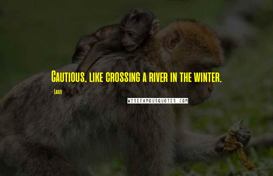 Laozi Quotes: Cautious, like crossing a river in the winter.