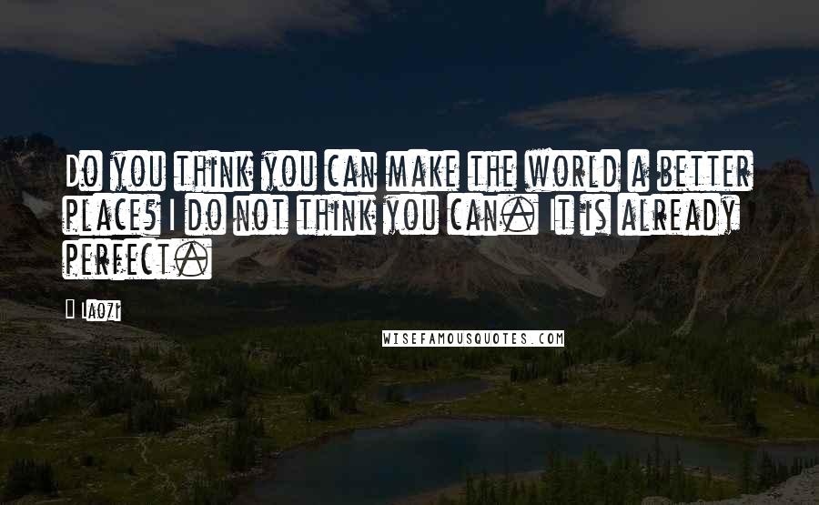 Laozi Quotes: Do you think you can make the world a better place? I do not think you can. It is already perfect.