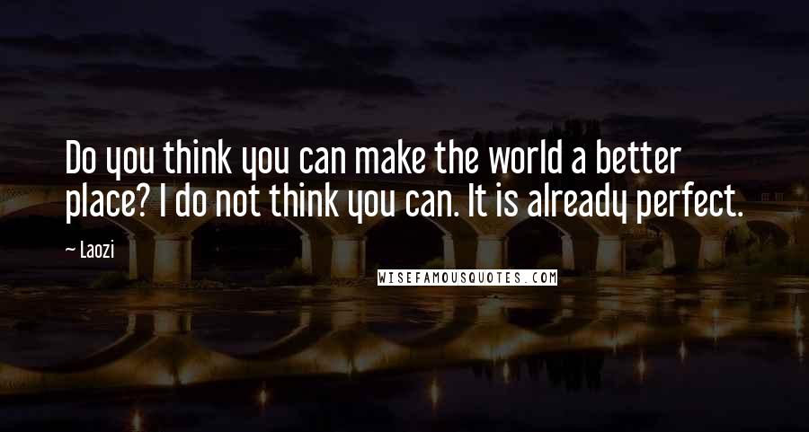 Laozi Quotes: Do you think you can make the world a better place? I do not think you can. It is already perfect.