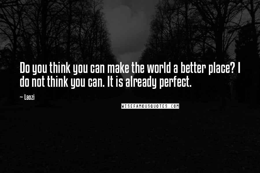 Laozi Quotes: Do you think you can make the world a better place? I do not think you can. It is already perfect.