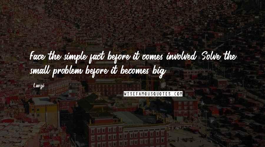 Laozi Quotes: Face the simple fact before it comes involved. Solve the small problem before it becomes big.