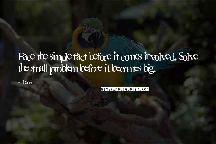 Laozi Quotes: Face the simple fact before it comes involved. Solve the small problem before it becomes big.