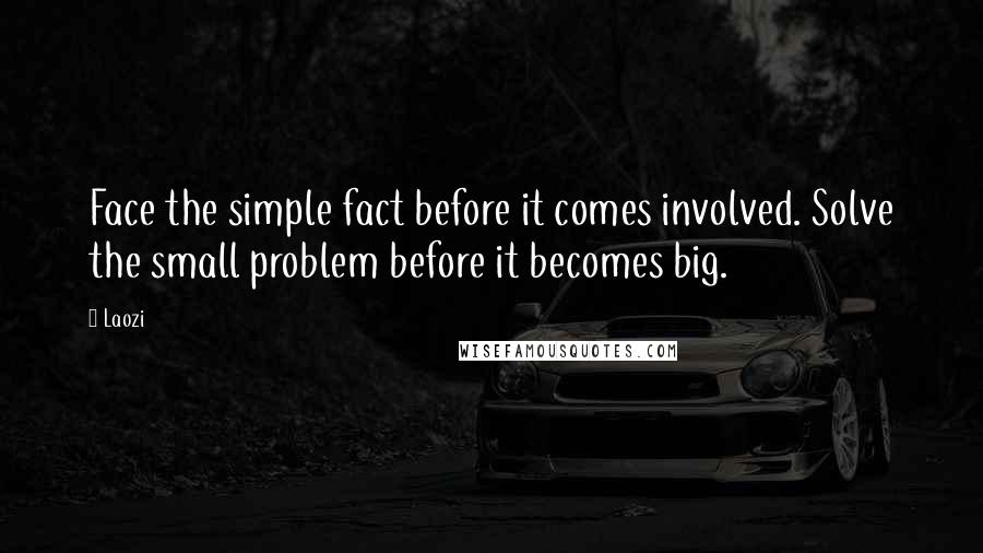 Laozi Quotes: Face the simple fact before it comes involved. Solve the small problem before it becomes big.