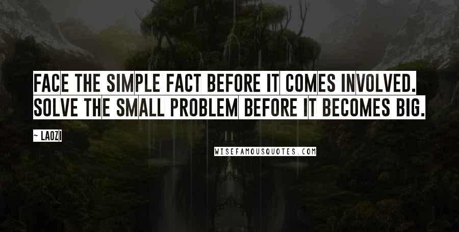 Laozi Quotes: Face the simple fact before it comes involved. Solve the small problem before it becomes big.