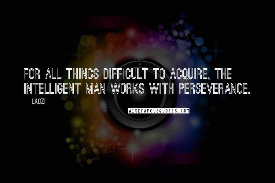 Laozi Quotes: For all things difficult to acquire, the intelligent man works with perseverance.
