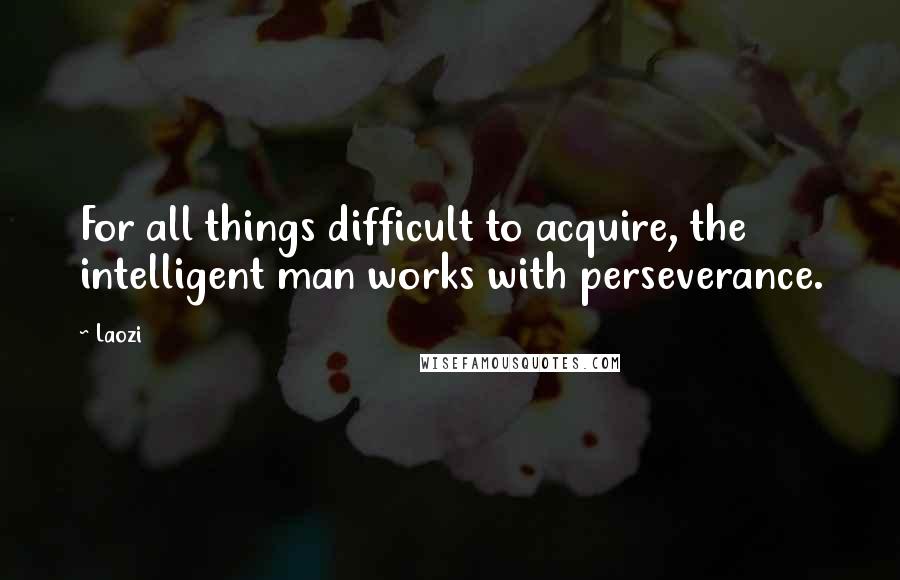 Laozi Quotes: For all things difficult to acquire, the intelligent man works with perseverance.