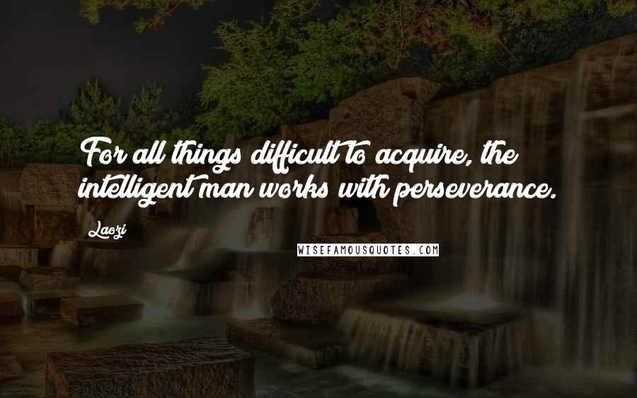 Laozi Quotes: For all things difficult to acquire, the intelligent man works with perseverance.