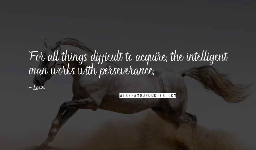 Laozi Quotes: For all things difficult to acquire, the intelligent man works with perseverance.