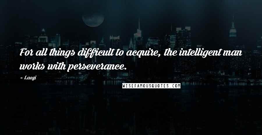 Laozi Quotes: For all things difficult to acquire, the intelligent man works with perseverance.