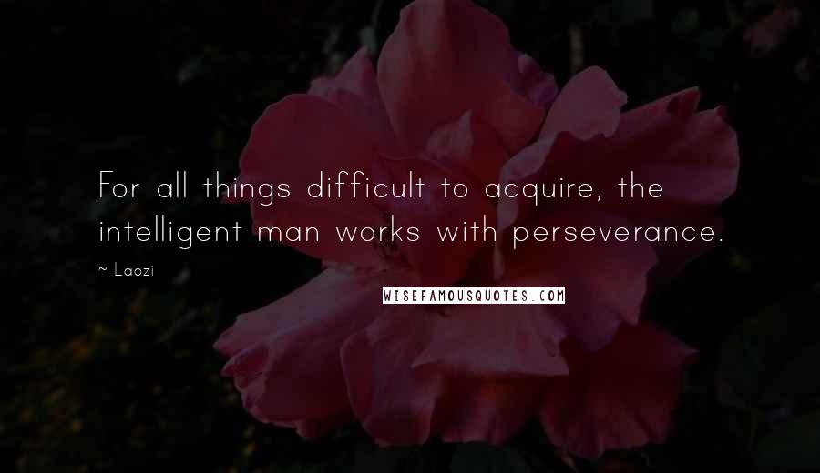 Laozi Quotes: For all things difficult to acquire, the intelligent man works with perseverance.