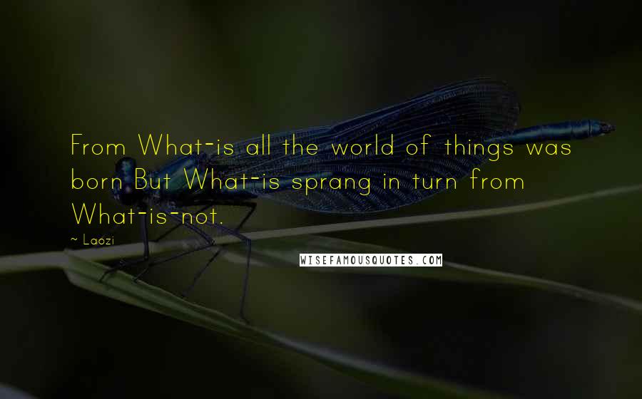 Laozi Quotes: From What-is all the world of things was born But What-is sprang in turn from What-is-not.