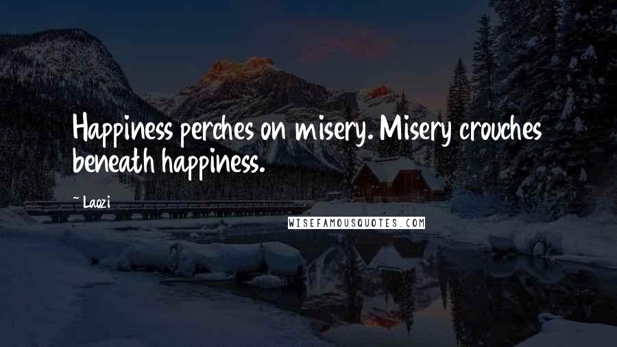 Laozi Quotes: Happiness perches on misery. Misery crouches beneath happiness.