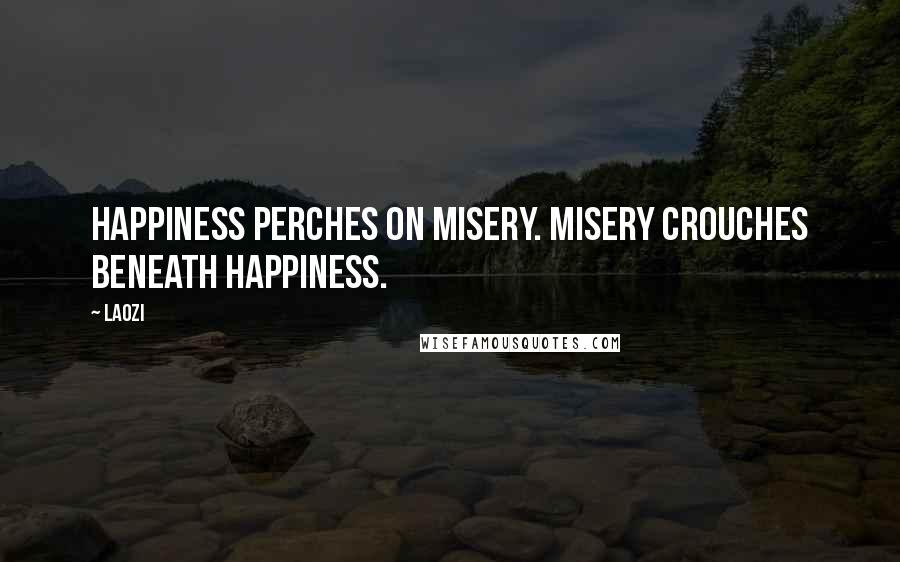 Laozi Quotes: Happiness perches on misery. Misery crouches beneath happiness.