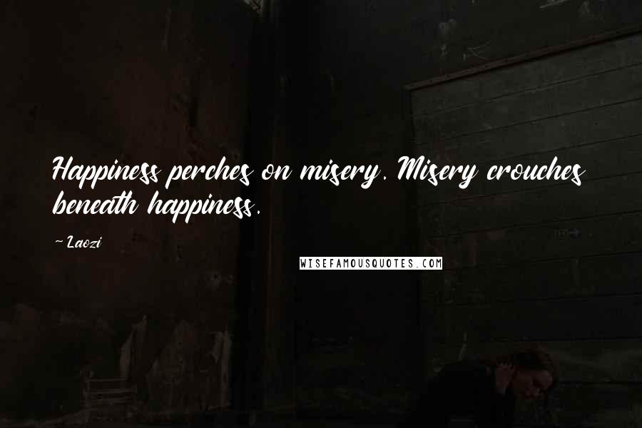 Laozi Quotes: Happiness perches on misery. Misery crouches beneath happiness.