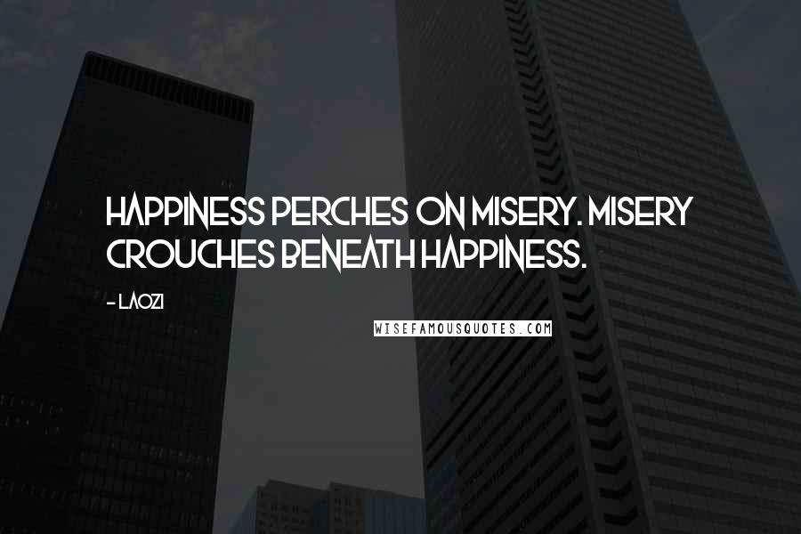 Laozi Quotes: Happiness perches on misery. Misery crouches beneath happiness.