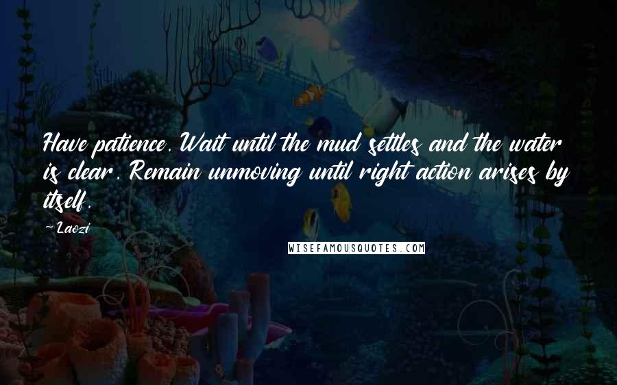 Laozi Quotes: Have patience. Wait until the mud settles and the water is clear. Remain unmoving until right action arises by itself.