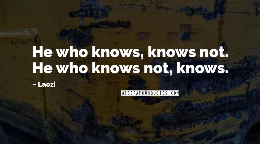 Laozi Quotes: He who knows, knows not. He who knows not, knows.
