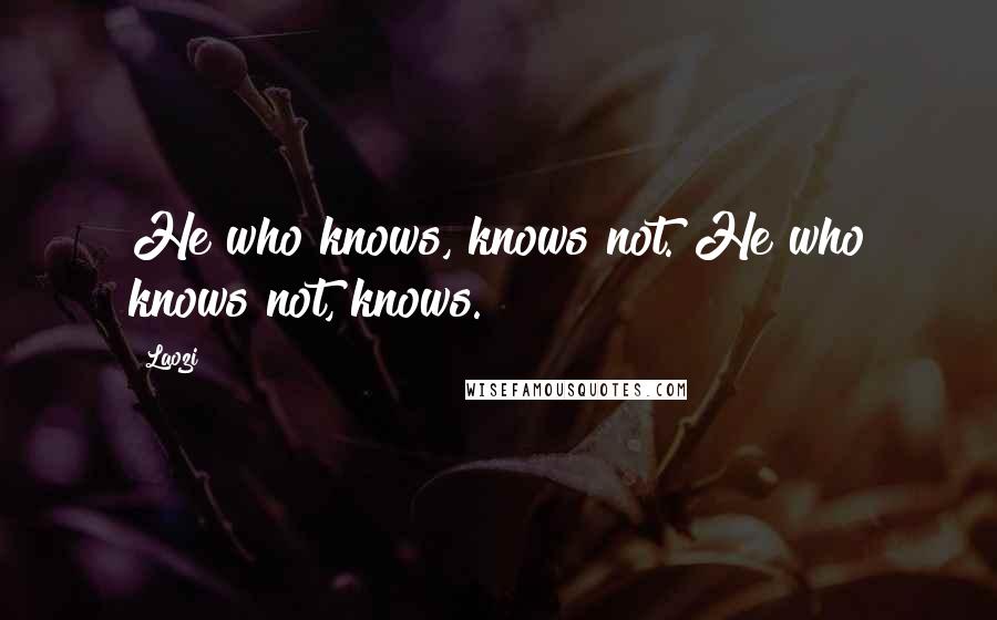 Laozi Quotes: He who knows, knows not. He who knows not, knows.