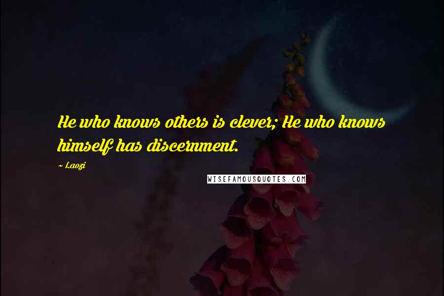 Laozi Quotes: He who knows others is clever; He who knows himself has discernment.