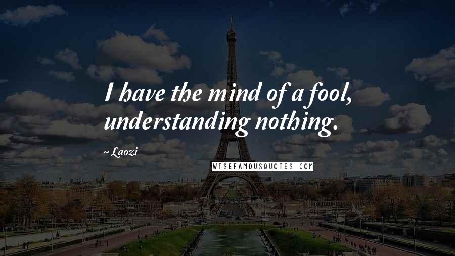 Laozi Quotes: I have the mind of a fool, understanding nothing.