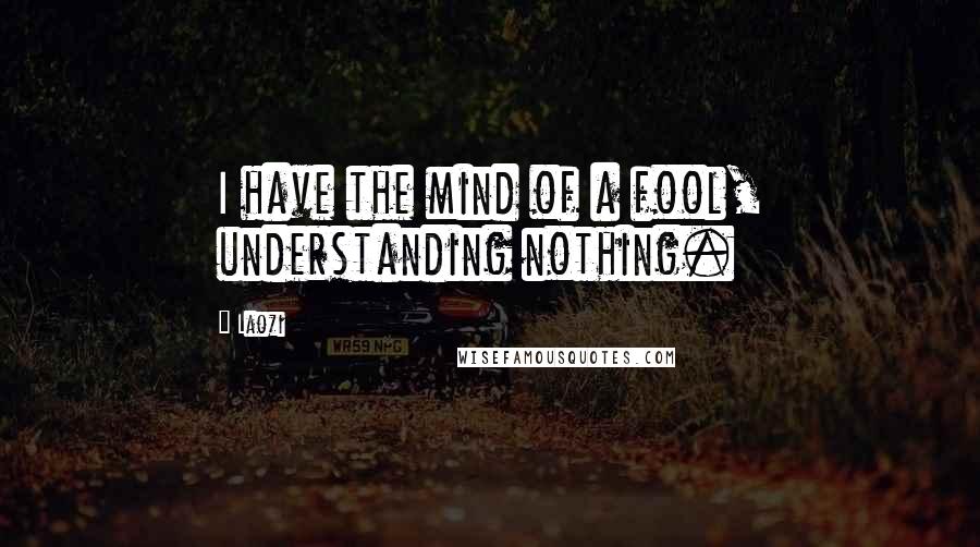 Laozi Quotes: I have the mind of a fool, understanding nothing.