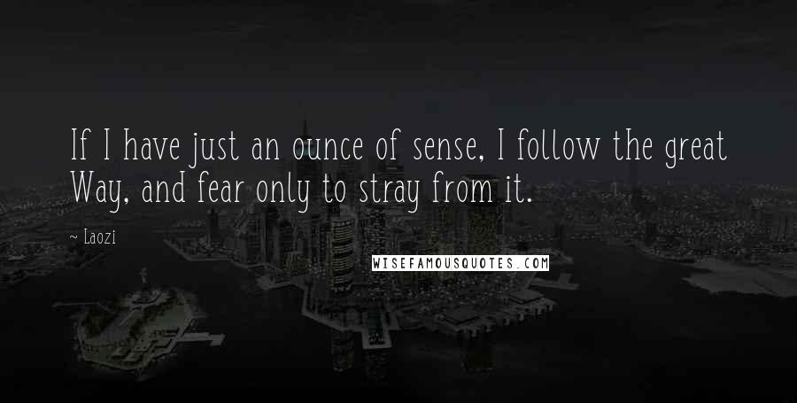 Laozi Quotes: If I have just an ounce of sense, I follow the great Way, and fear only to stray from it.