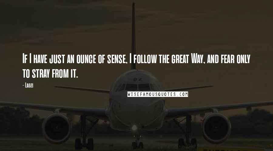 Laozi Quotes: If I have just an ounce of sense, I follow the great Way, and fear only to stray from it.