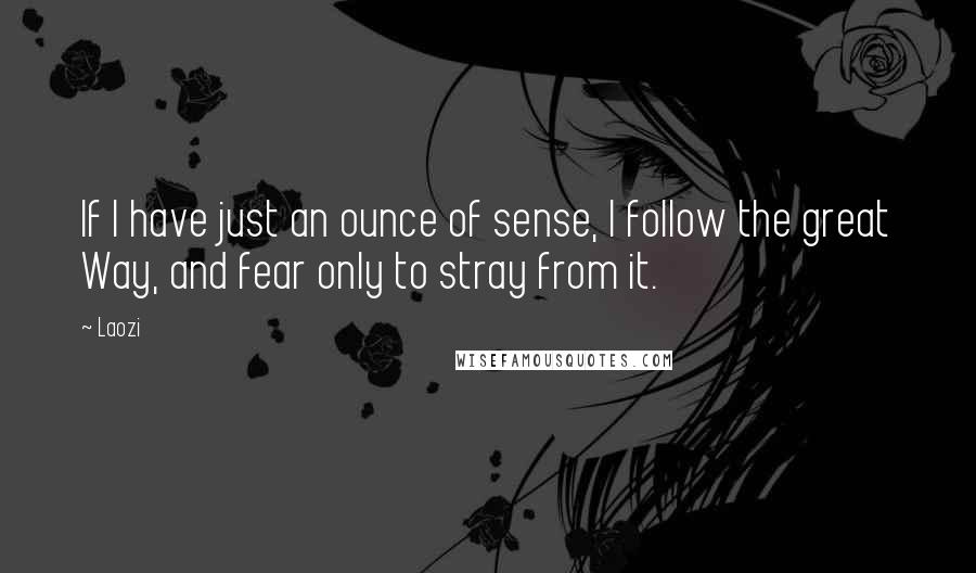 Laozi Quotes: If I have just an ounce of sense, I follow the great Way, and fear only to stray from it.