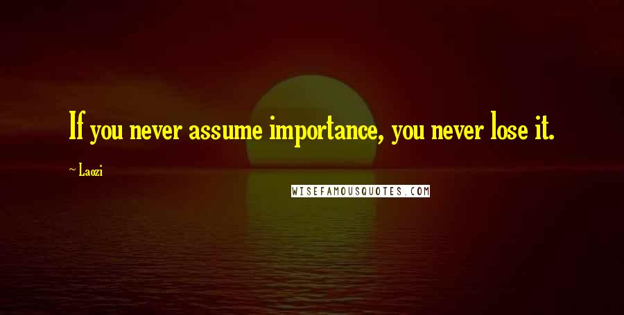 Laozi Quotes: If you never assume importance, you never lose it.