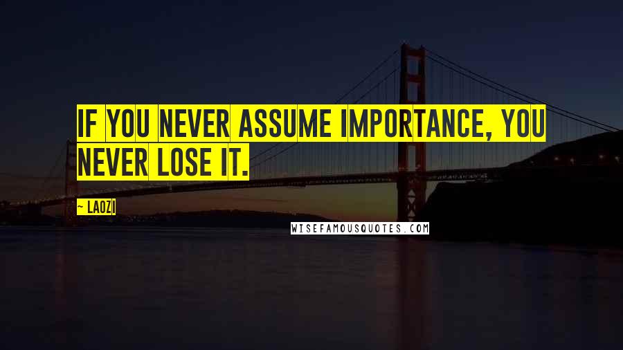 Laozi Quotes: If you never assume importance, you never lose it.