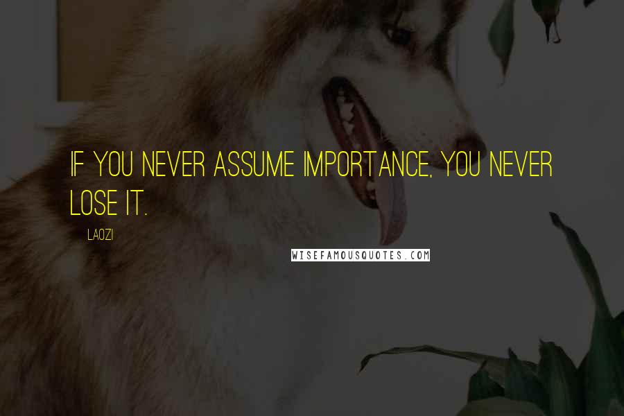 Laozi Quotes: If you never assume importance, you never lose it.