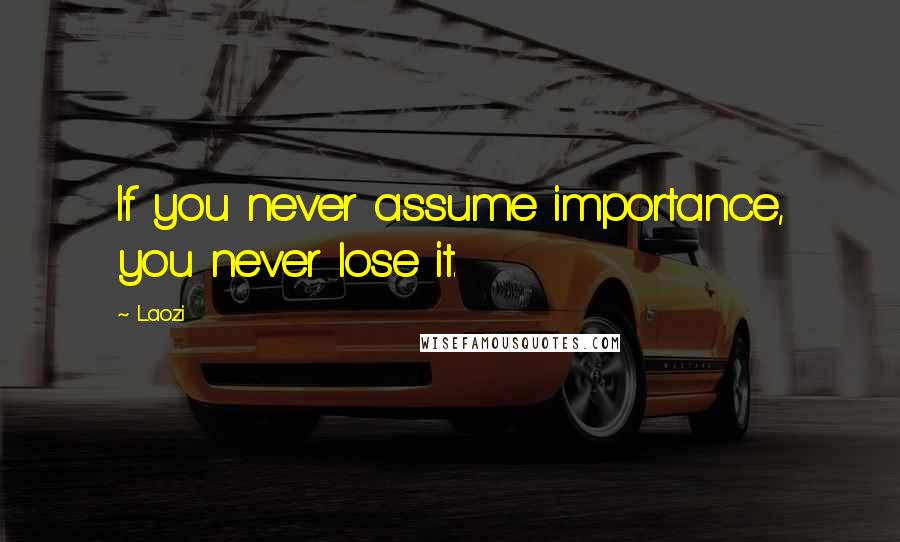 Laozi Quotes: If you never assume importance, you never lose it.