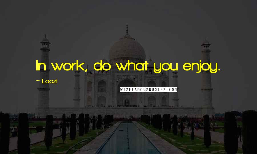 Laozi Quotes: In work, do what you enjoy.