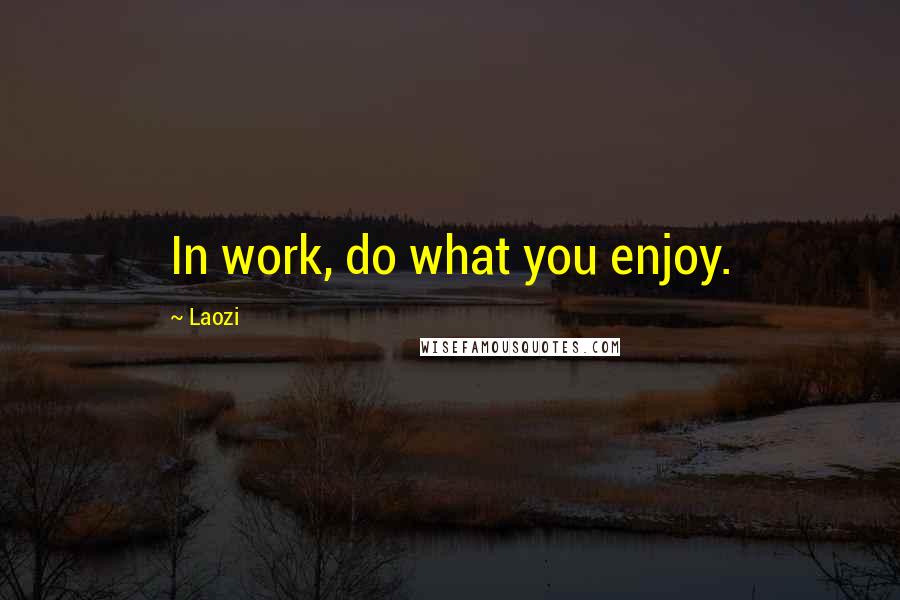 Laozi Quotes: In work, do what you enjoy.