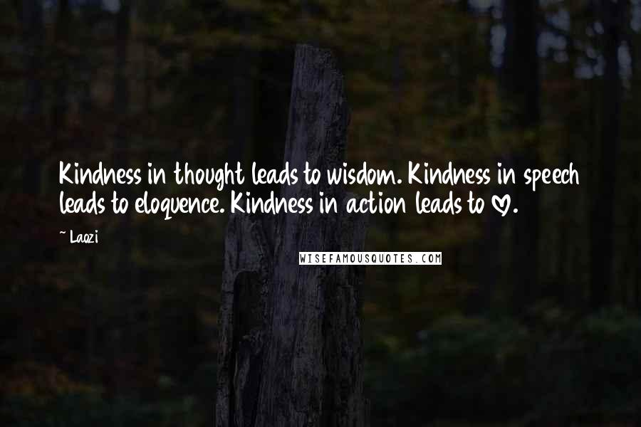 Laozi Quotes: Kindness in thought leads to wisdom. Kindness in speech leads to eloquence. Kindness in action leads to love.