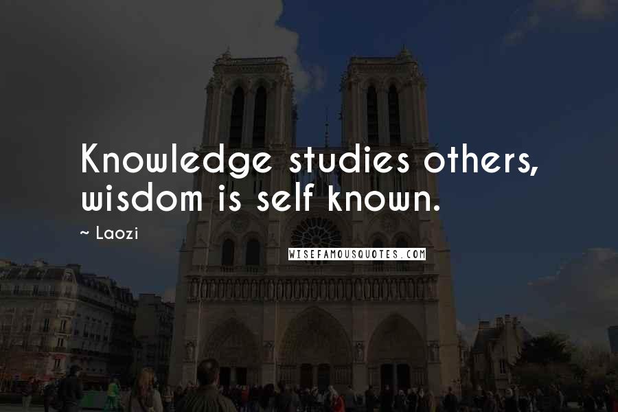 Laozi Quotes: Knowledge studies others, wisdom is self known.