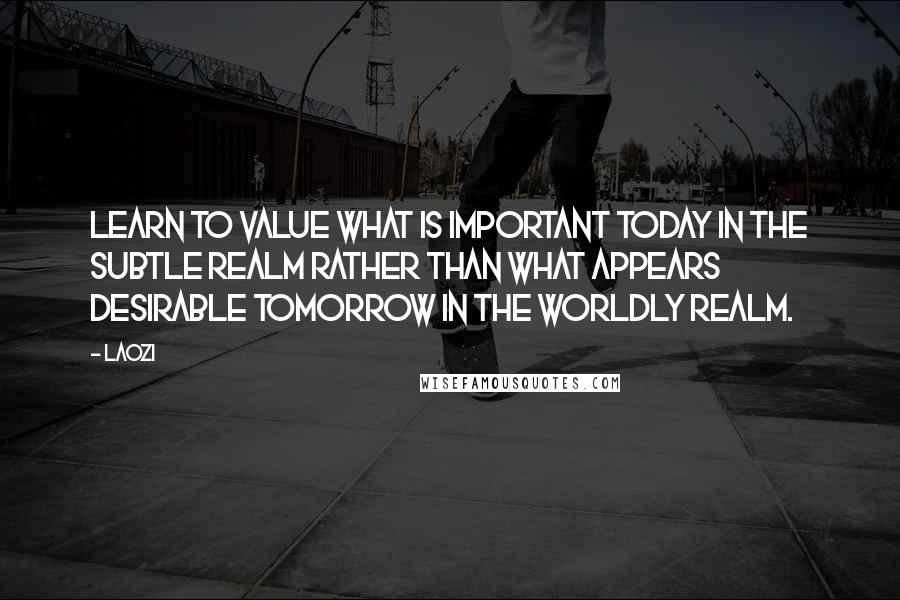 Laozi Quotes: Learn to value what is important today in the subtle realm rather than what appears desirable tomorrow in the worldly realm.