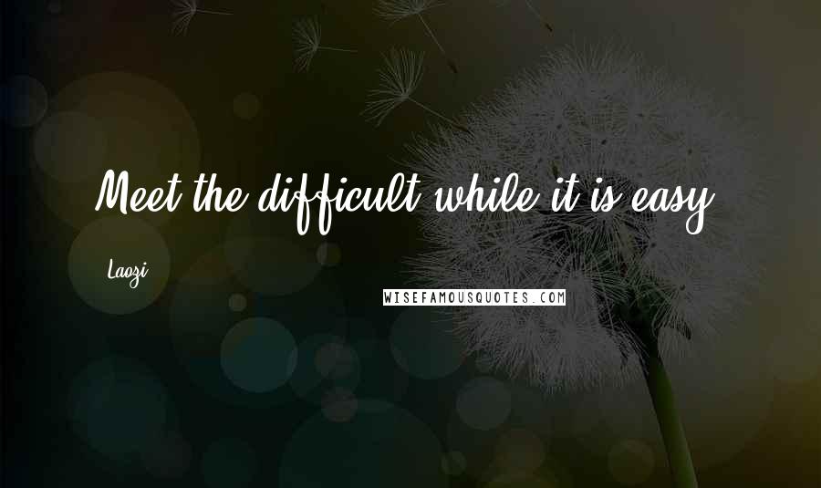 Laozi Quotes: Meet the difficult while it is easy.